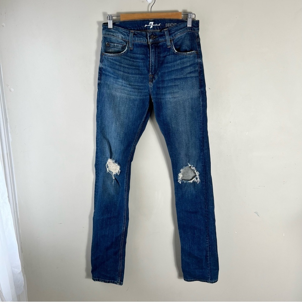7 For All Mankind Paxtyn Skinny Jeans Ripped Distressed Denim Men's Size 28